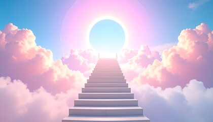 A stairway to heaven, pastel clouds