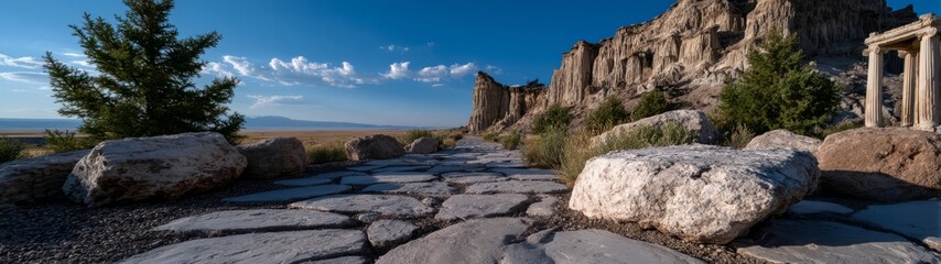 Panoramic 360 degrees hdr landscape of ancient ruins in stunning hd hdri environment