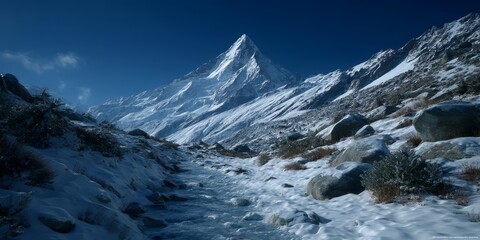 Obraz premium Majestic snow-capped mountain panorama high altitude hdr 360 degrees scenic view