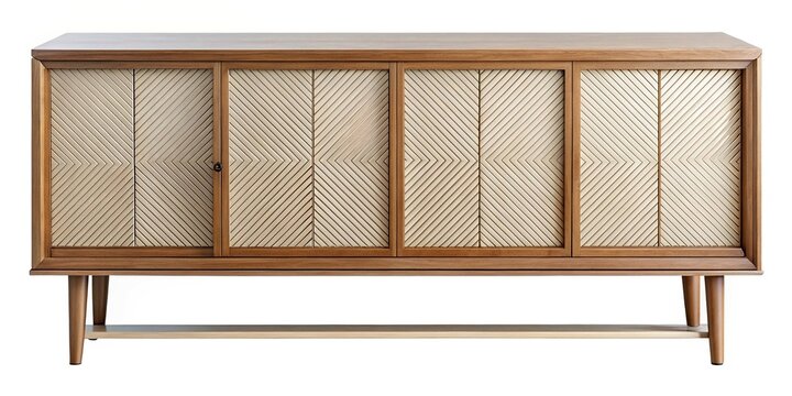 Elegant sideboard with geometric patterned doors and midcentury modern design