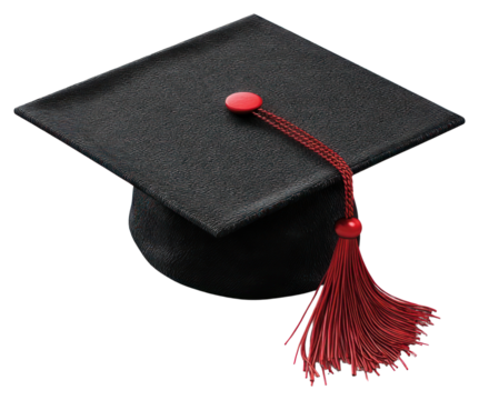 PNG Black graduation cap tassel black red.