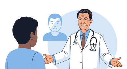 Fototapeta premium Doctor Explaining Diagnosis to Patient Healthcare Professional Consults with a Patient About Medical Concerns