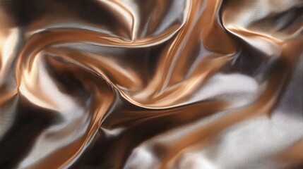 Obraz premium luxurious shiny copper satin fabric with soft folds and smooth reflective texture surface