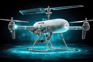 A white drone equipped with a camera hovering in the sky, ready to capture aerial footage.