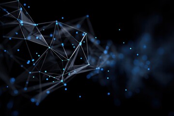 A modern and sleek design featuring a dark background with a striking blue and white geometric pattern, creating a visually appealing contrast.