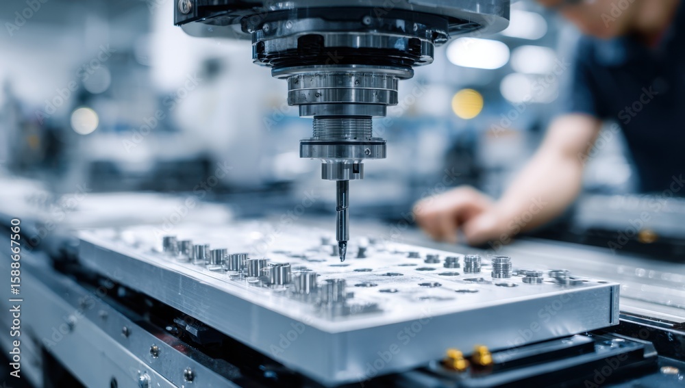Poster precision machining in action: a close-up view of a cnc milling machine precisely crafting intricate