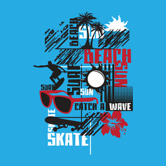 Obraz premium Tshirt Design with sunset text