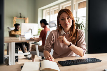 Professional Team Collaborating in a Modern Office Workspace Setting