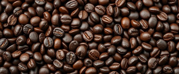 Fototapeta premium A circle of dark roasted coffee beans, close-up, caffeine, beverage