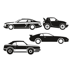 Fototapeta premium Set of Classic and Modern Sports Car Silhouettes – Vector Illustration