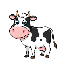Cow Cartoon White Background