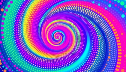Abstract swirling spiral dot pattern background, vibrant colors, dynamic design, background design, dots