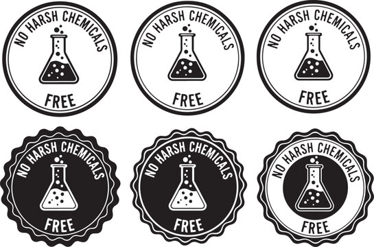 Chemical free flask seal label badge, chemical free, flask, seal, label, badge, emblem, laboratory, science, liquid, bubbles, clean, pure, organic, natural, safe, health, product, certification, endor