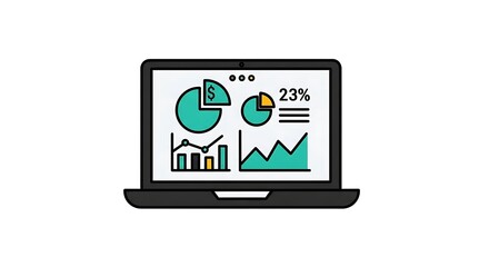 Laptop showing charts and data