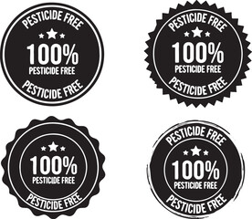 Pesticide free certification seals stamp badge, pesticide free, certification, seal, stamp, badge, emblem, guarantee, quality, assurance, product label, organic, natural, health, safety, food, agricul