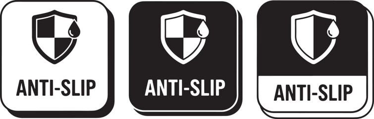 Naklejka premium Shield droplet protection warning anti slip, anti slip, protection, shield, droplet, warning, safety, grip, wet, liquid, caution, symbol, icon, graphic, design, black, white, text, label, information,