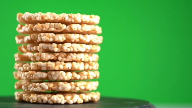 stack of cookies on green background