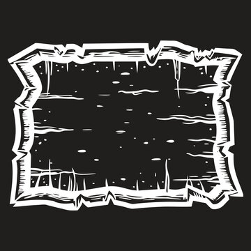 Grungestyle rectangular frame with a torn and weathered appearance, set against a black backdrop