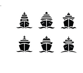 set of vector silhouettes of houses