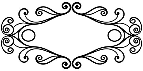 An elegant vintage design showcasing mirrored Victorian scrolls in a sophisticated black line art style, perfect for backgrounds and decorative elements.
