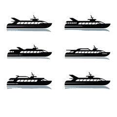 set of silhouettes of boats