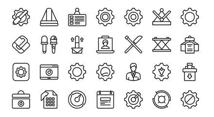 A comprehensive collection of icons representing engineering, technology, and business processes