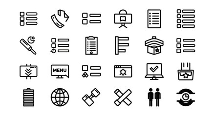 A collection of icons representing lists, documents, and organizational tools for business and planning
