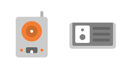 Modern Flat Design Wireless Intercom System and Control Panel Icon