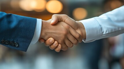 Business Handshake Close-Up in Corporate Environment