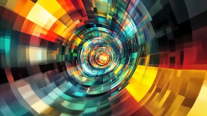 Colorful abstract spiral design with vibrant geometric patterns creating a sense of depth and motion - Powered by Adobe