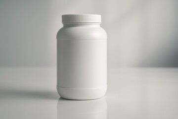 Elegant White Protein Powder Jar with Reflective Surface