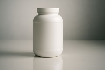 Elegant White Protein Powder Jar with Reflective Surface