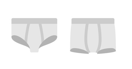 Simple Grey Men's Underwear Briefs and Boxer Shorts Flat Icon Illustration