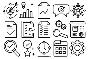 Business assessment and planning icons strategy
