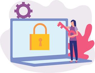 A girl is trying to open the password by hint key.