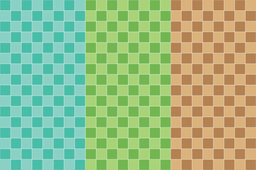 Seamless Grid Pattern with Square Tiles in Aqua, Green, and Brown Hues