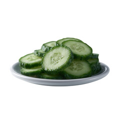 Fresh cucumber slices arranged neatly on a white plate, highlighting their vibrant green color and refreshing texture.