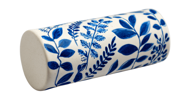 A handcrafted ceramic glasses case highlighting clean silhouettes, white background --ar 16:9