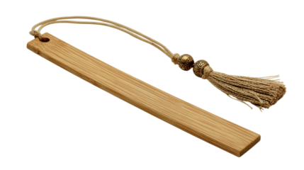 A natural bamboo bookmark with artisanal craftsmanship details, white background --ar 16:9
