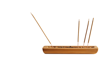 A natural bamboo incense stand with minimal design aesthetics, white background --ar 16:9