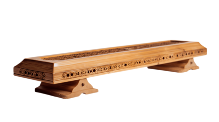 A natural bamboo incense stand with artisanal craftsmanship details, white background --ar 16:9