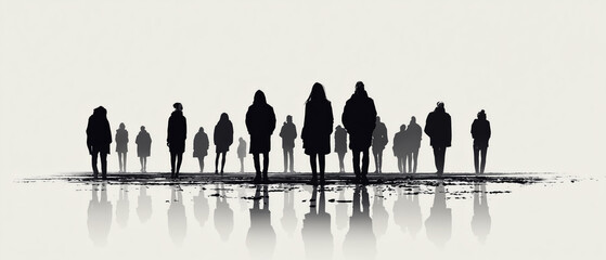 Silhouettes of diverse people standing together