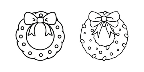 Christmas Wreath with Bow Illustration