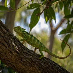 Fototapeta premium Cute Lizard Walking on a Tree Branch in Nature
