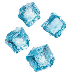 Obraz premium Four Ice Cubes Floating Elegantly Over White Background