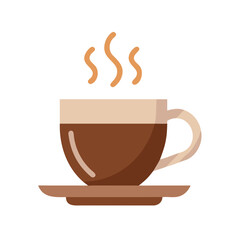 flat vector coffee cup icon with steam

