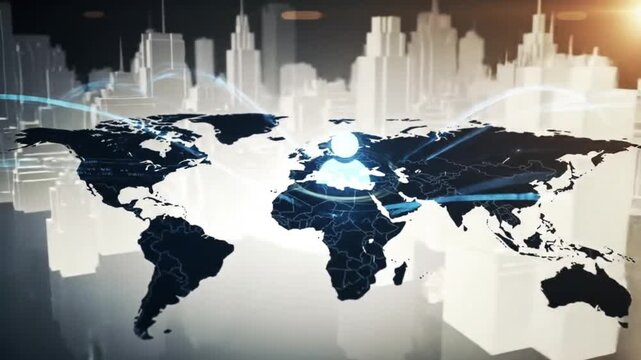 world map with binary code