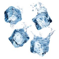 Obraz premium Ice Cubes Splashing In Water Against A Transparent Background
