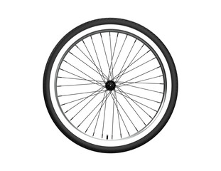 Fototapeta premium Premium Bicycle Wheel Cutout PNG: White Sidewall Tire, Detailed Spokes, Hub on Transparent HD Background. Versatile Isolated Bike Component for Fitness, Transportation, and Active Lifestyle Designs.