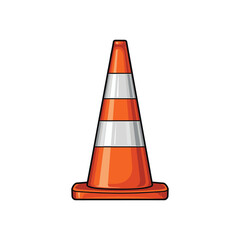 Orange and white striped traffic cone, safety, construction, warning, roadwork.